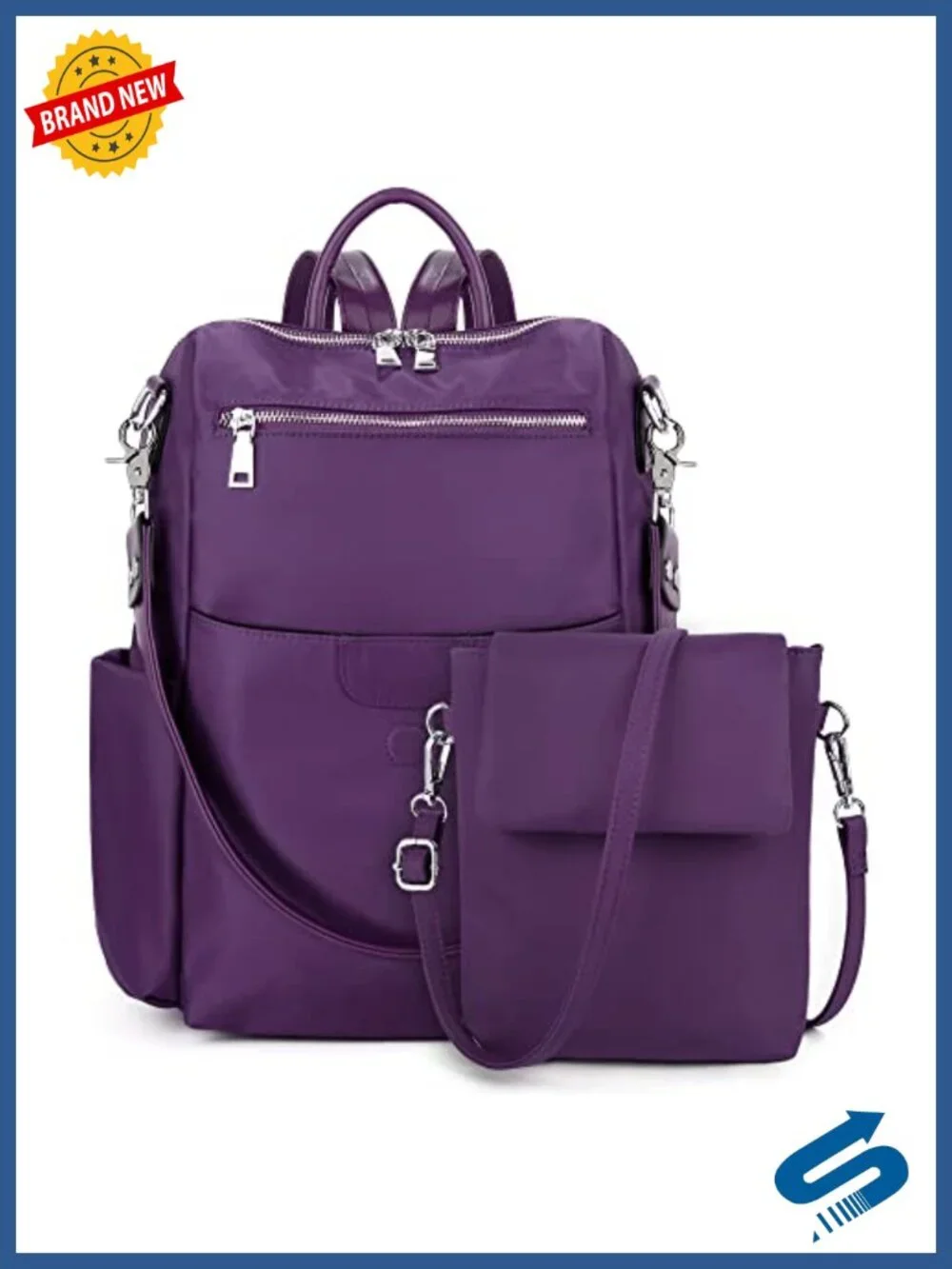 Nylon Oxford Waterproof Laptop Backpack Women Rucksack Detachable Crossbody
